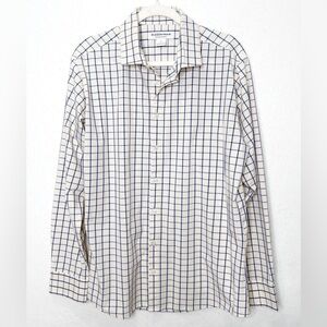 Mizzen+Main Performance Button Down Long Sleeve Grid Print Shirt Size Medium